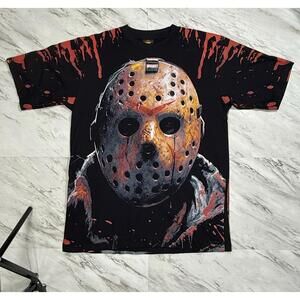 Vintage Jason Voorhees Friday The 13th All Over Print Horror Movie Shirt XL #11P